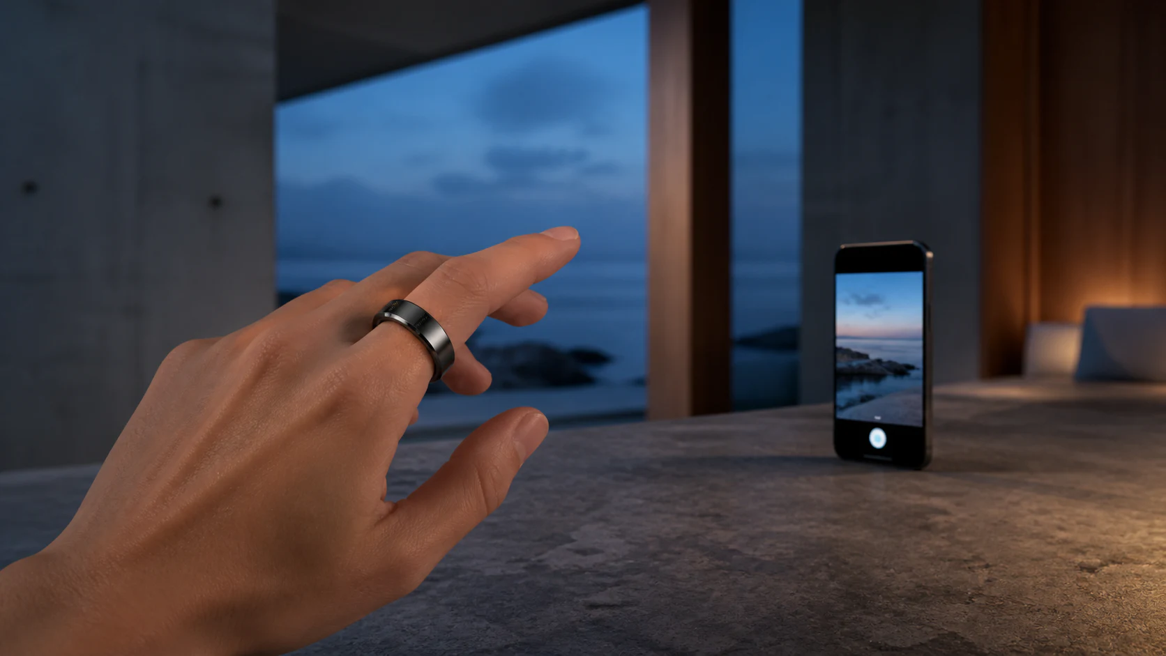 Conceptual remote camera-control scene with a KR31 ring